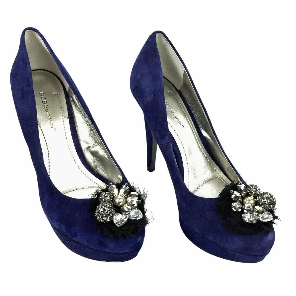 BCBGeneration‎ Scottie Suede Embellished Vamp Platform Stilettos